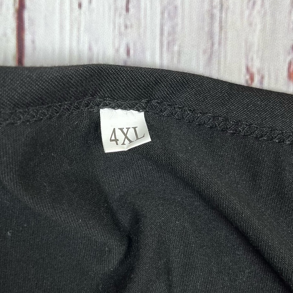 New Women's Black Polyester T-Shirt With Plaid Pocket Size 4XL - Picture 4 of 9